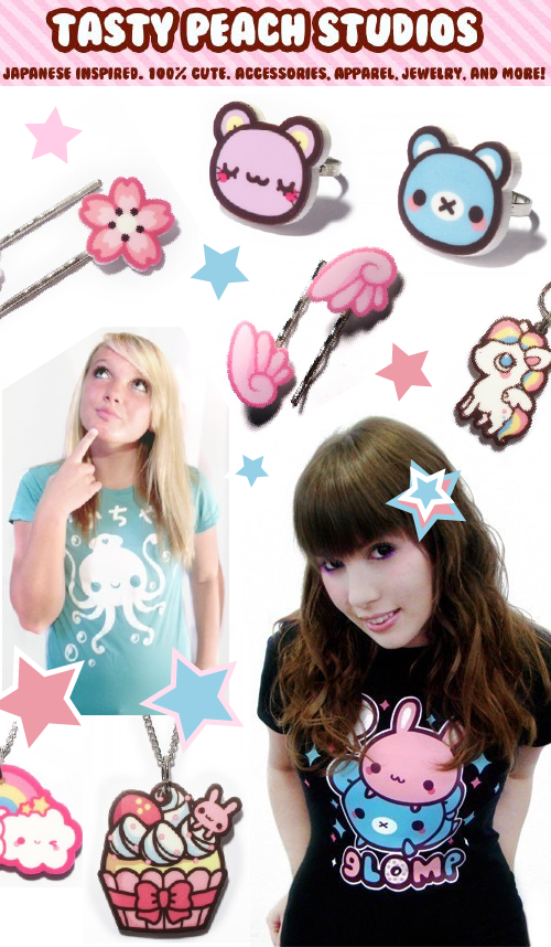 Tasty Peach Studios kawaii shop with kawaii jewelry and kawaii t-shirts