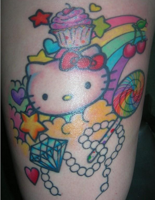 Hello Kitty Jewelry tattoo Hello Kitty Jewelry rainbow and cupcake tattoo