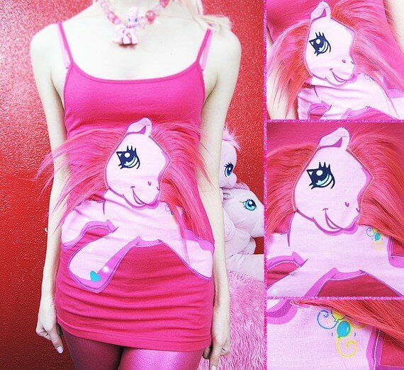 Pink my Little Pony tank top pink my Little Pony strap dress with hair
