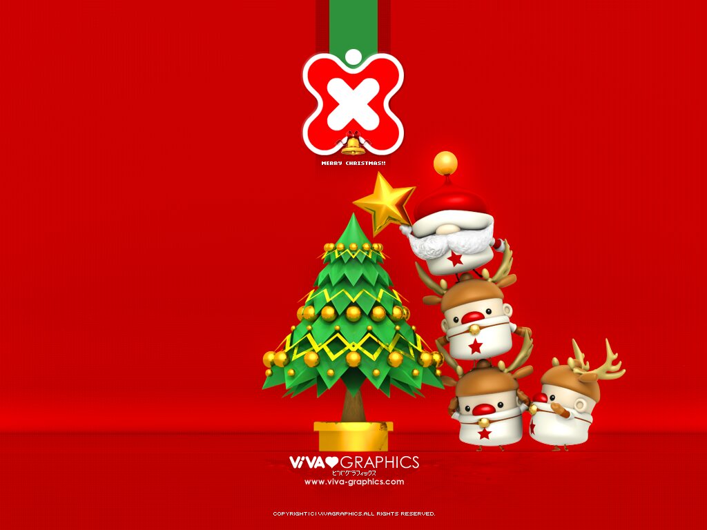 Christmas Wallpaper Christmas Wallpaper Kawaii Santa And Raindeer Viva Graphics 1024 768