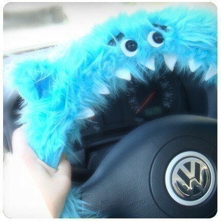Steering Weel Monster Blue Kawaii Steering Weel Monster Cover