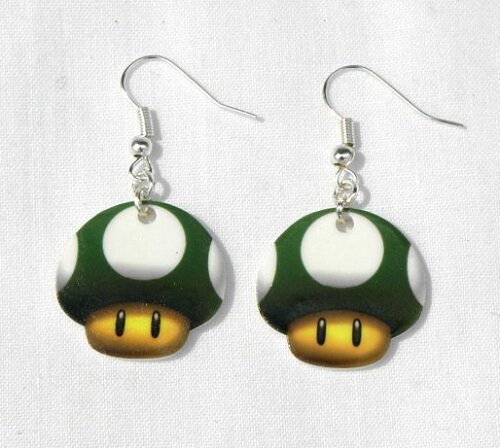 One Up Earrings One Up Mushroom Earrings Nintendo Jewelry Girl Gamer kawaii game blog