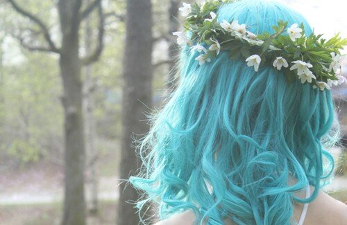 Blue Hair Blue Turqouise Hair With Japanese Buns Kawaii Hair