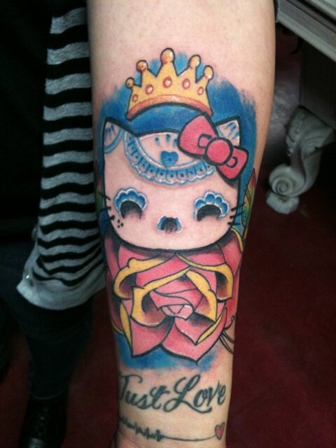 Hello Kitty Skull Rose Tattoo Kawaii Tattoo Blog pic via comatose 