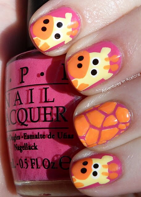 Giraffe Nails Kawaii Nail Art Blog (via AdventuresInAcetone)