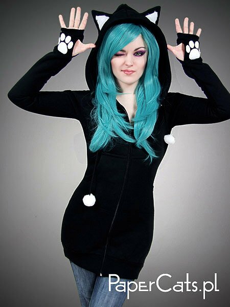 Black cat hoodie Black cat hoodie long ears Kawaii Clothes Blog