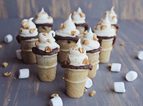 Cupcakes in Ice Cream Cones Cupcakes in Ice Cream Cone Kawaii Baking