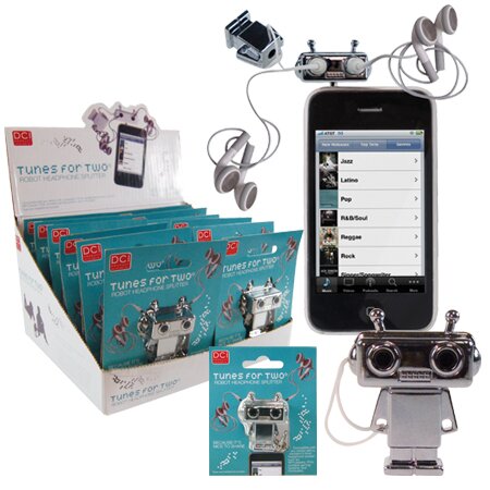 Robot Headphone Splitter Cute Headphone Splitter Kawaii Gadgets